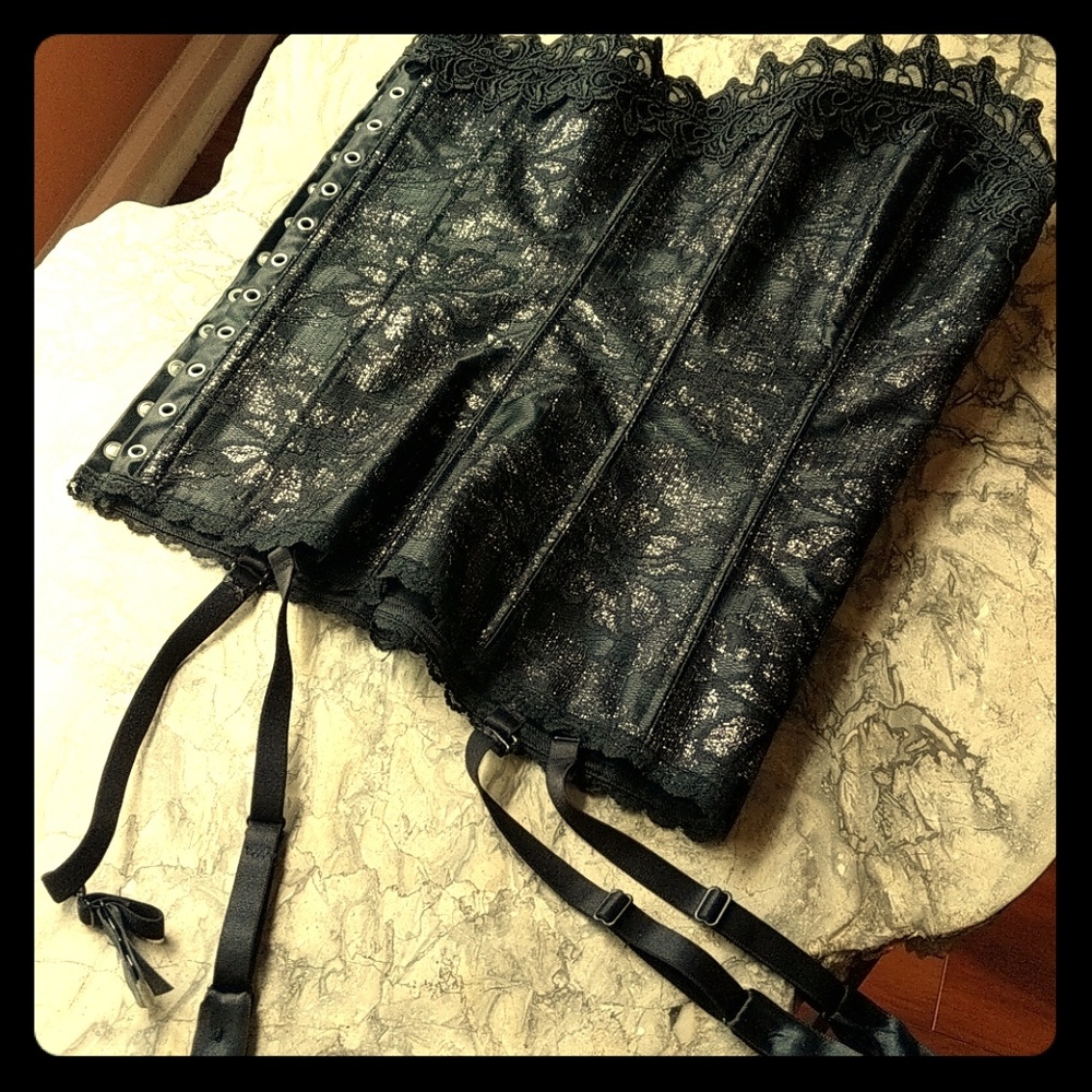 Dazzling Black & Silver Burlesque Corset